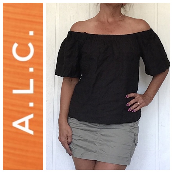 NEW A.L.C. BLACK OFF THE SHOULDER TOP SIZE 8 NWT - Picture 2 of 8